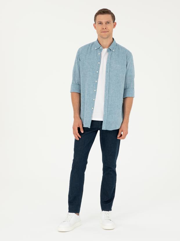 Koyu Mavi Slim Fit Pamuk Karışımlı Jean Pantolon