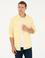 Sarı Keten Karışımlı Slim Fit Uzun Kollu Gömlek