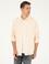 Turuncu Keten Karışımlı Slim Fit Uzun Kollu Gömlek