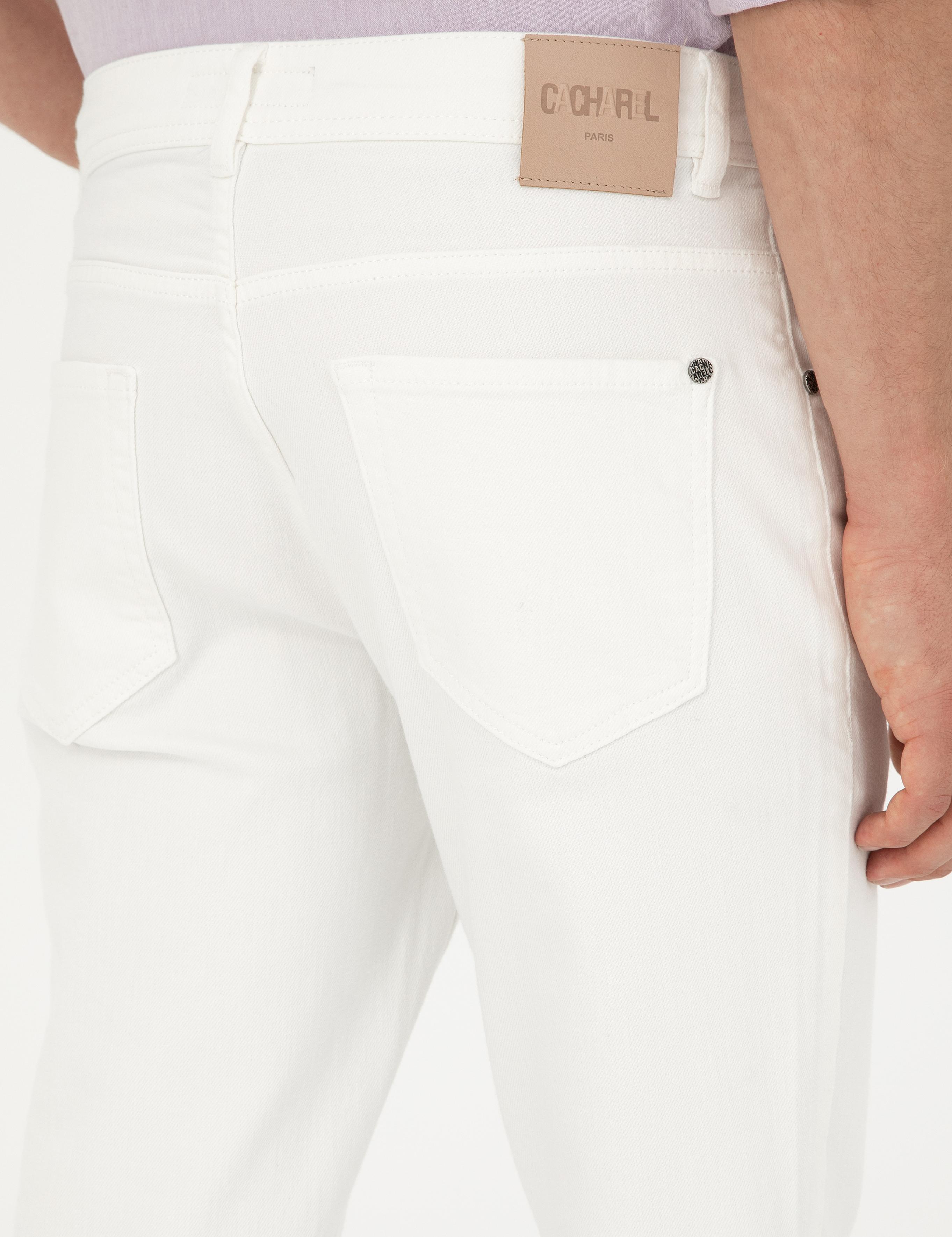 Beyaz Slim Fit Pamuk Karışımlı Jean Pantolon - 50293296022