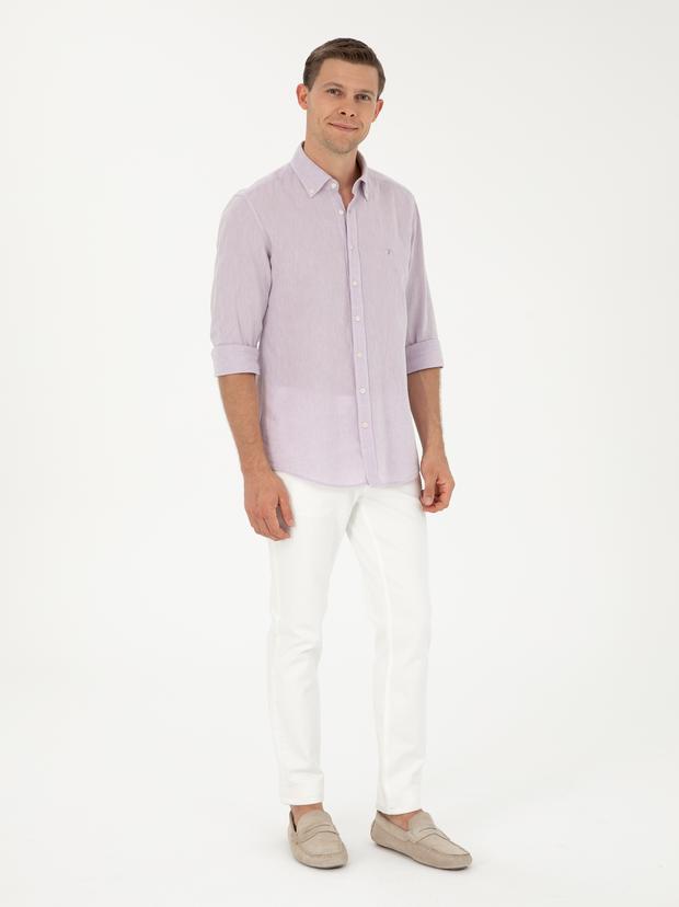Beyaz Slim Fit Pamuk Karışımlı Jean Pantolon