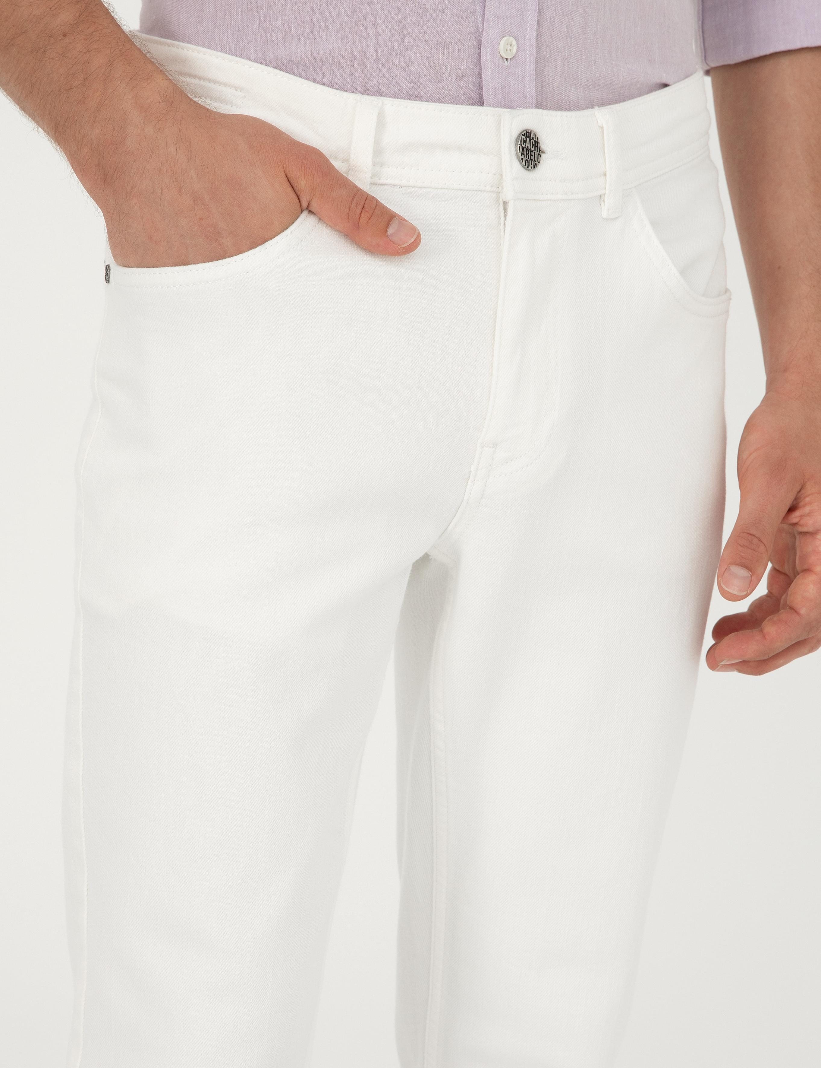 Beyaz Slim Fit Pamuk Karışımlı Jean Pantolon - 50293296022