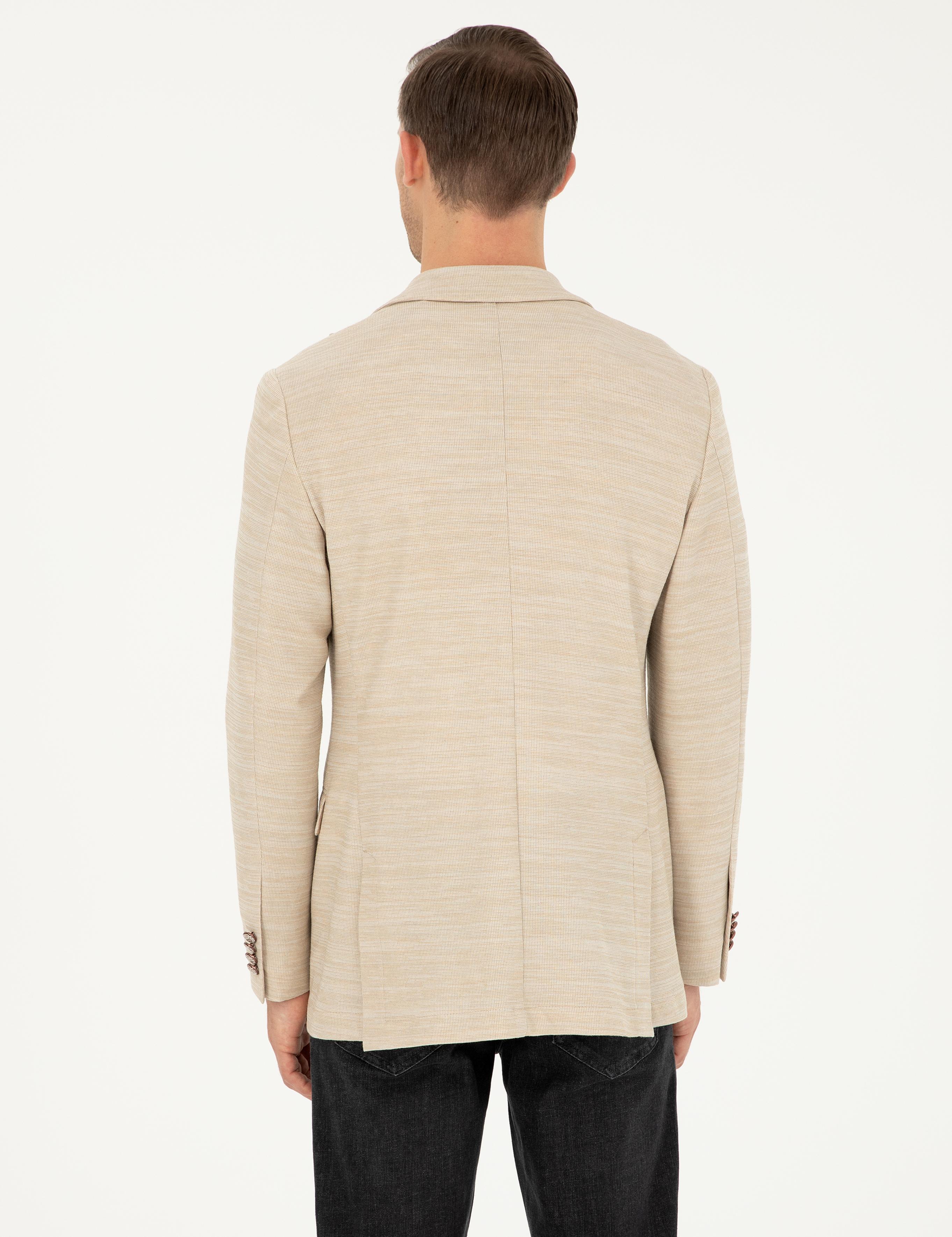 Bej Slim Fit Yün Karışımlı Ceket - 50290540044