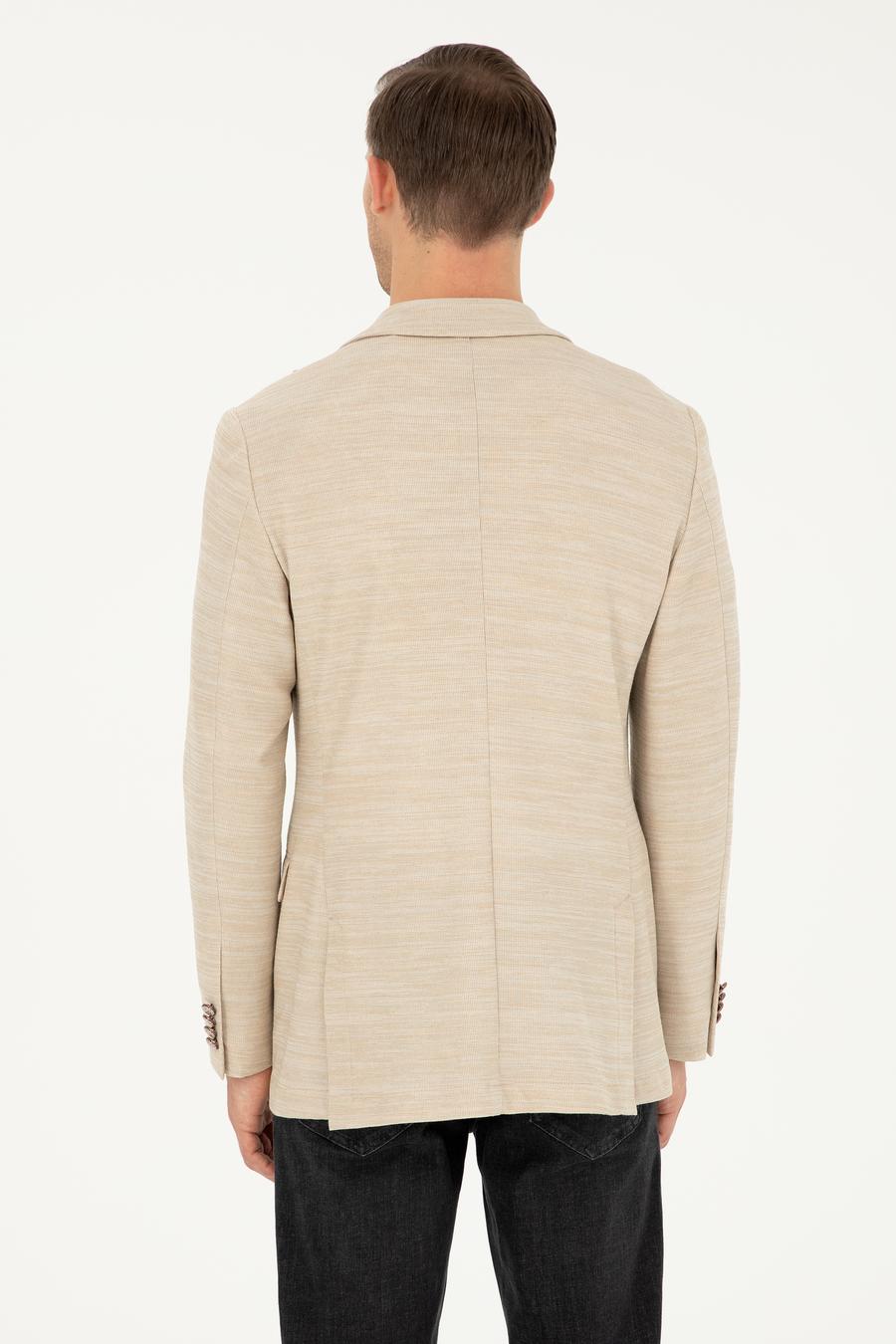 Bej Slim Fit Yün Karışımlı Ceket - 50290540044