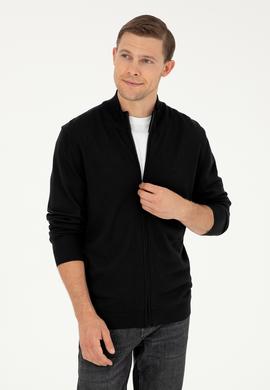 Siyah Regular Fit Triko Hırka