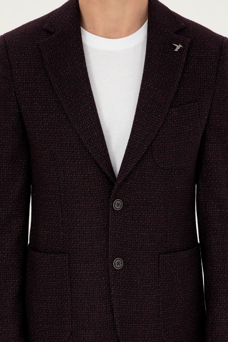 Bordo Slim Fit Yün Karışımlı Ceket - 50290531050