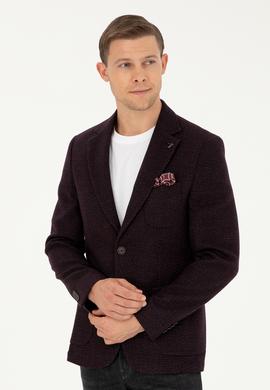 Bordo Slim Fit Yün Karışımlı Ceket
