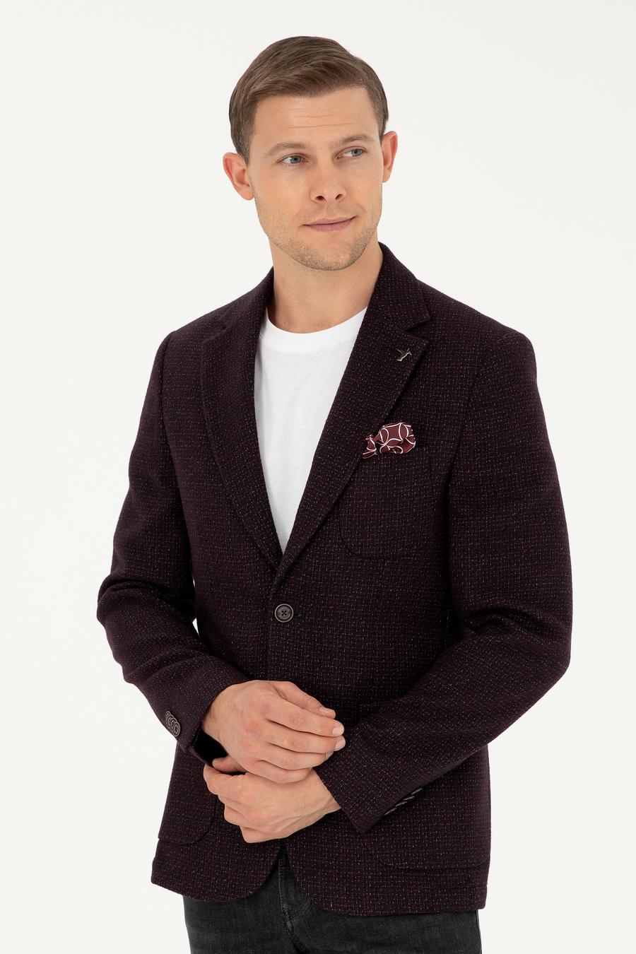 Bordo Slim Fit Yün Karışımlı Ceket - 50290531050
