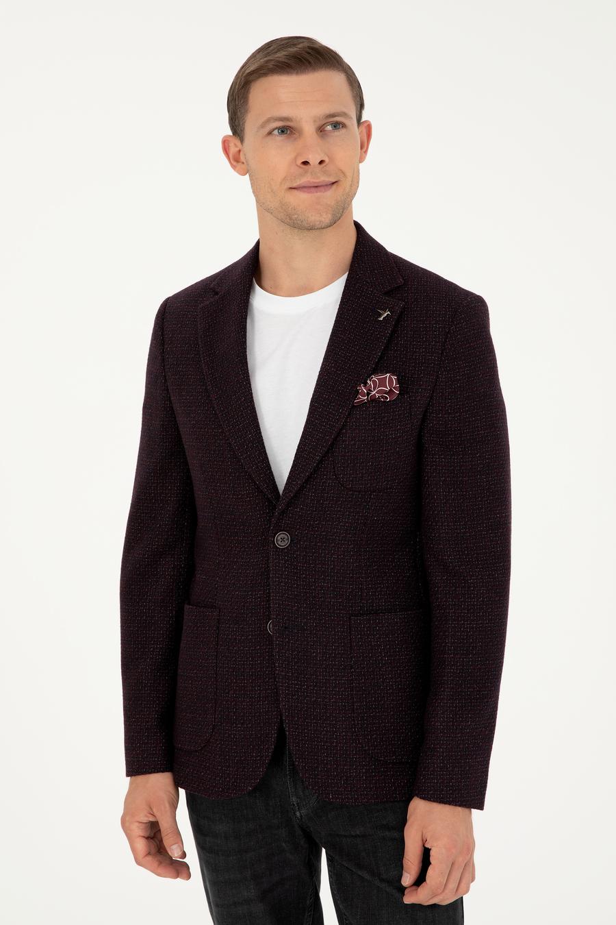 Bordo Slim Fit Yün Karışımlı Ceket - 50290531050