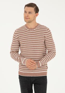 Kiremit Slim Fit Pamuk Karışımlı Bisiklet Yaka Triko Kazak