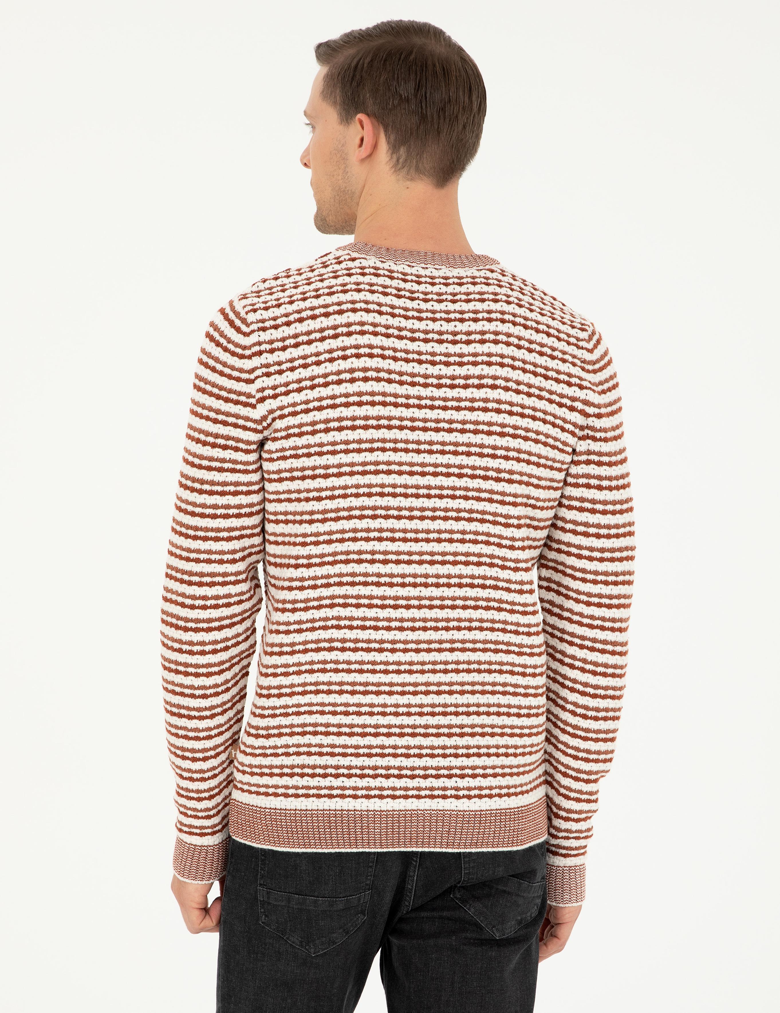 Kiremit Slim Fit Pamuk Karışımlı Bisiklet Yaka Triko Kazak - 50292612037