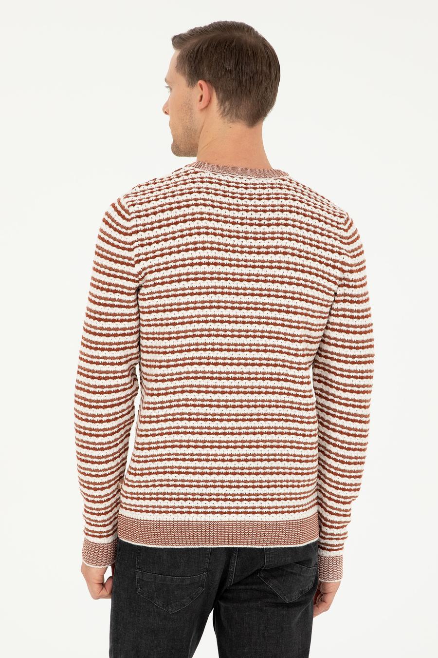 Kiremit Slim Fit Pamuk Karışımlı Bisiklet Yaka Triko Kazak - 50292612037
