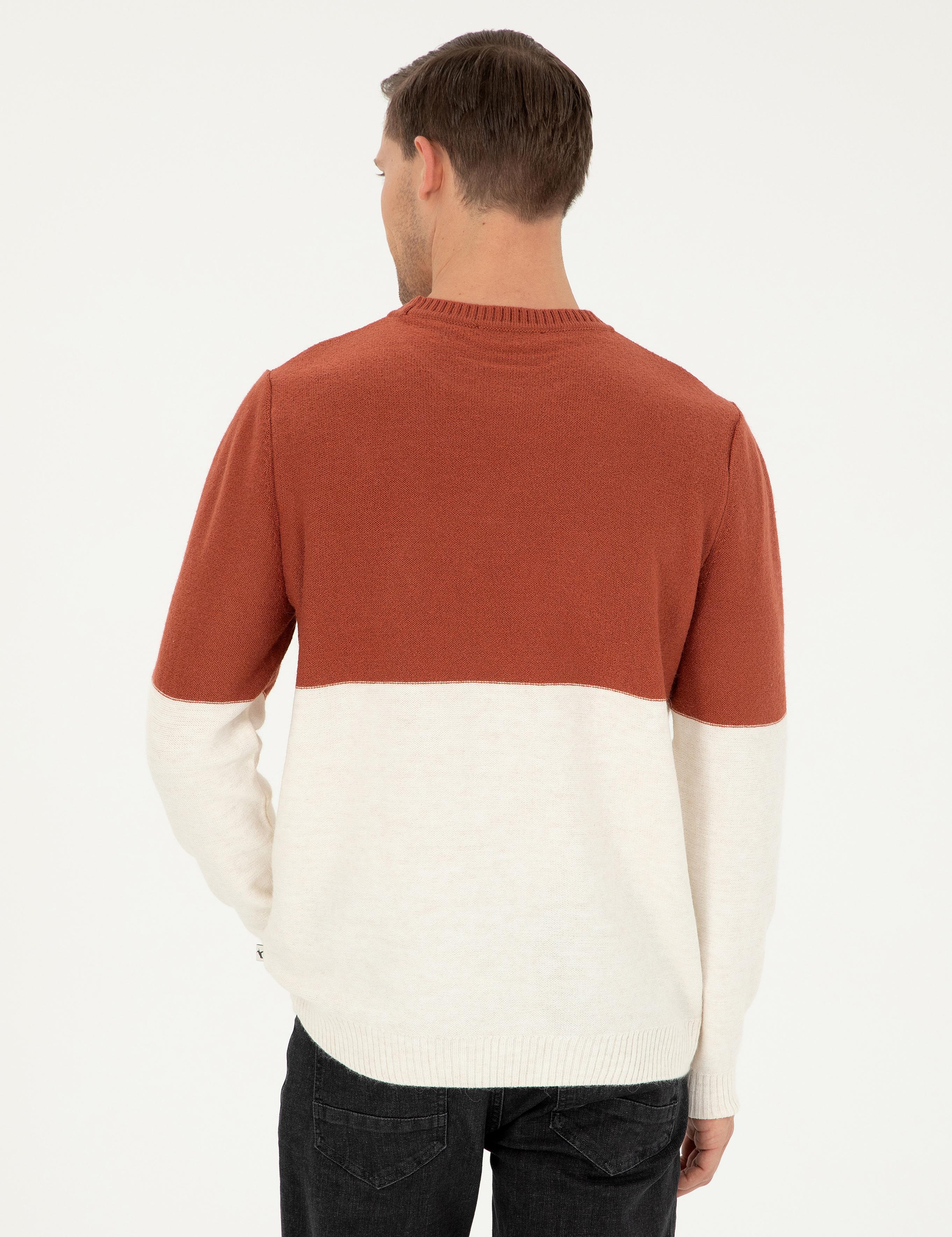 Kiremit Slim Fit Bisiklet Yaka Triko Kazak - 50292568023