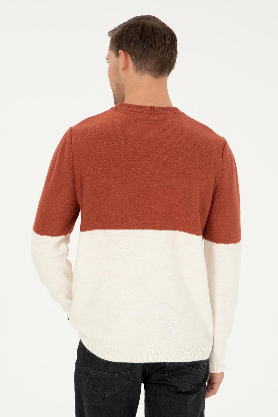 Kiremit Slim Fit Bisiklet Yaka Triko Kazak - 50292568023