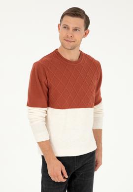 Kiremit Slim Fit Bisiklet Yaka Triko Kazak