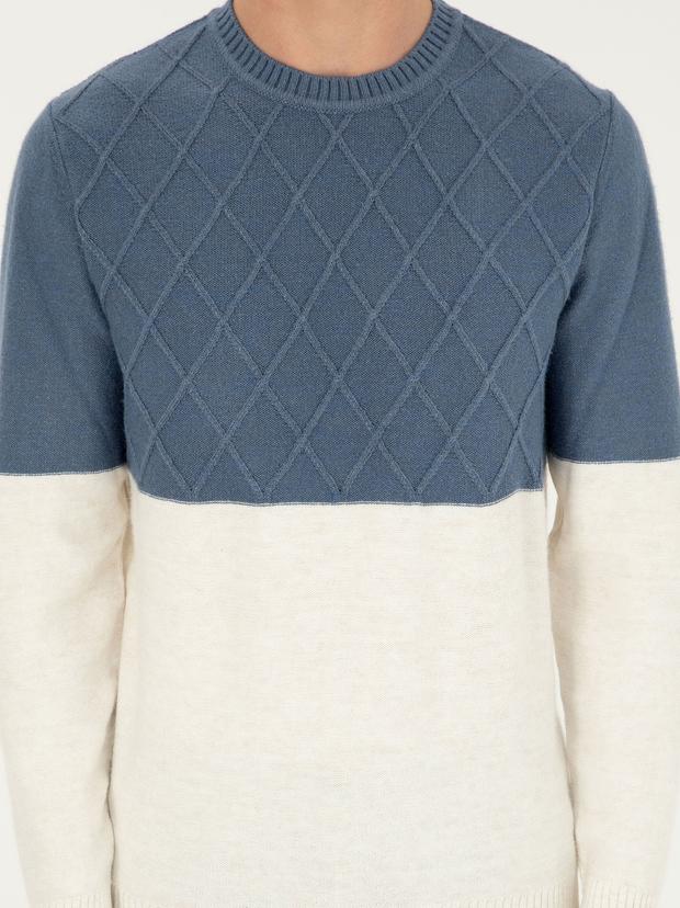 İndigo Slim Fit Bisiklet Yaka Triko Kazak