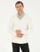 Beyaz Slim Fit V Yaka Triko Kazak