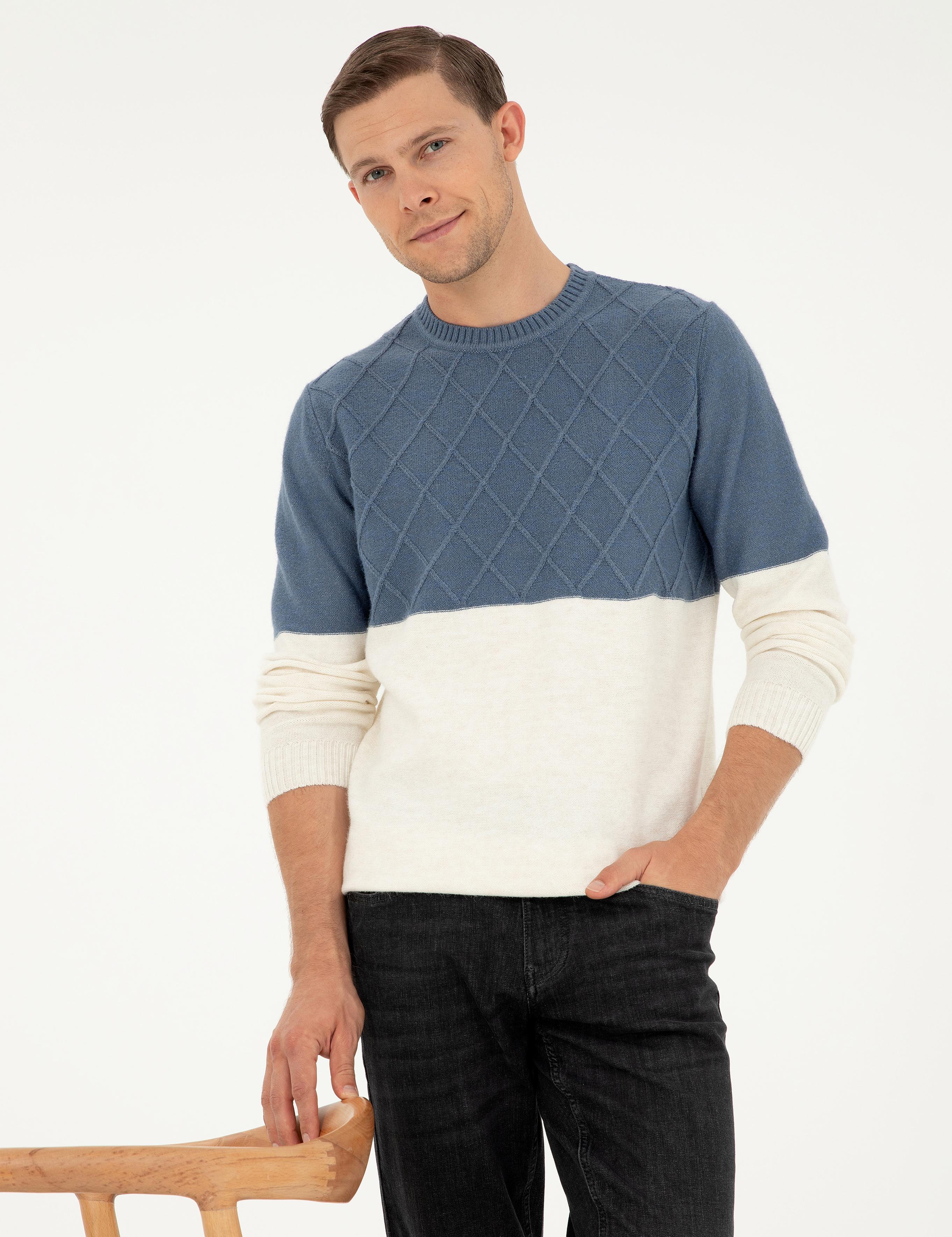 İndigo Slim Fit Bisiklet Yaka Triko Kazak - 50292568017