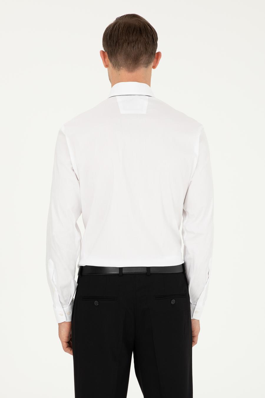 Beyaz Slim Fit Pamuk Karışımlı Klasik Gömlek - 50292265009