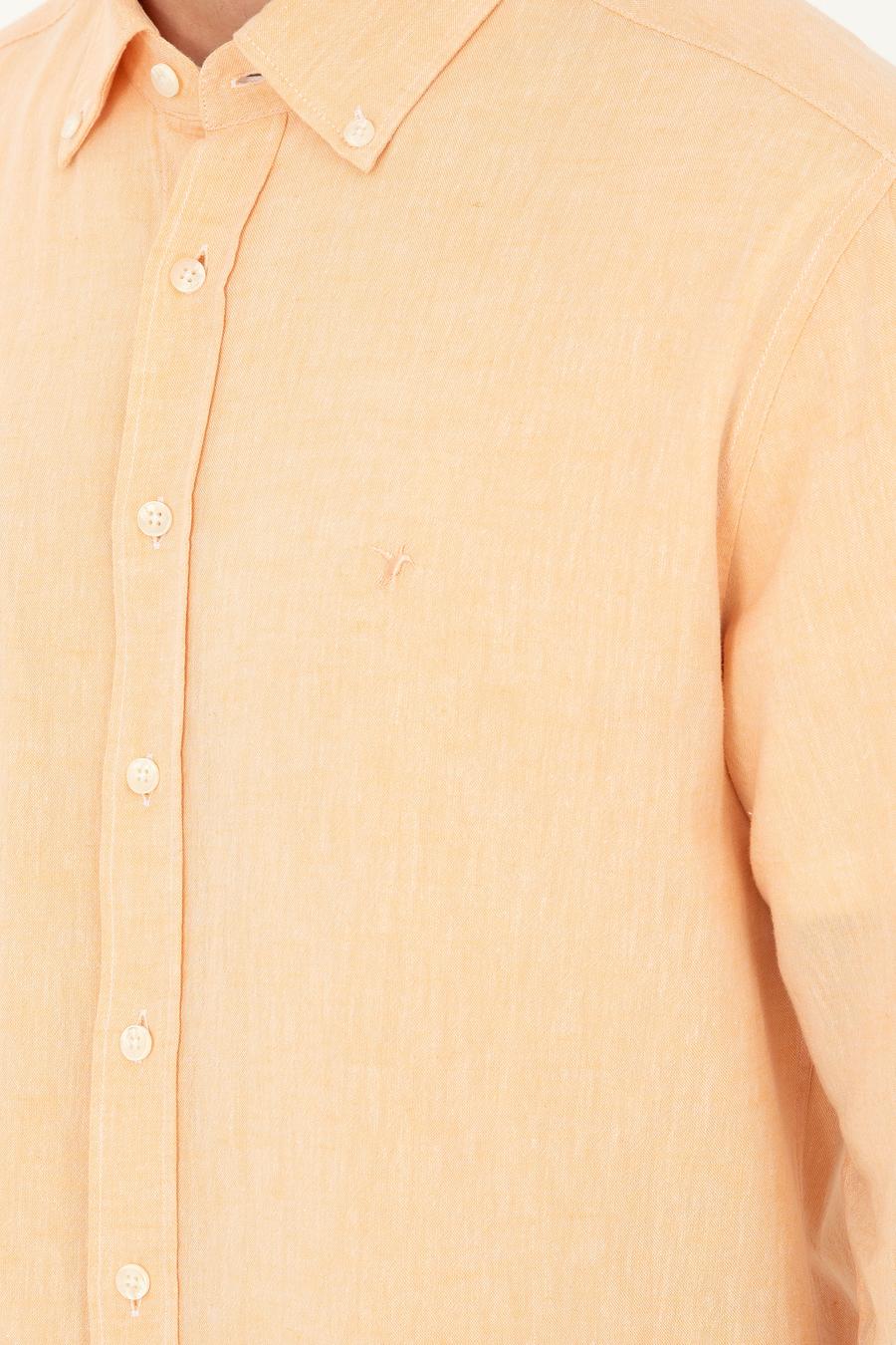 Pembe Keten Karışımlı Slim Fit Uzun Kollu Gömlek - 50250813565