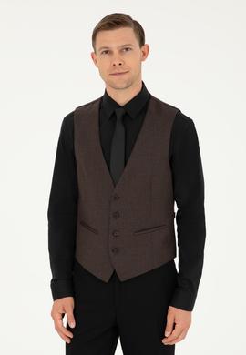 Kahverengi Slim Fit Yelek