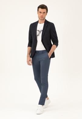 Mavi Slim Fit Beli Lastikli Pantolon