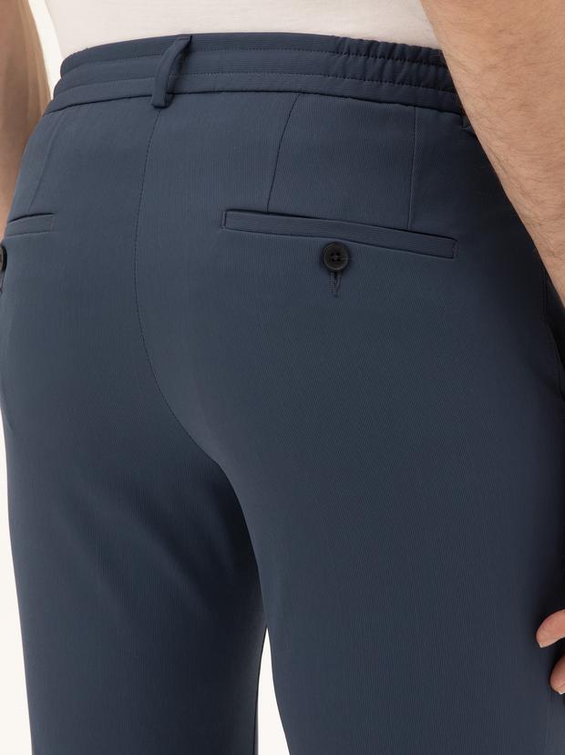 Mavi Slim Fit Beli Lastikli Pantolon