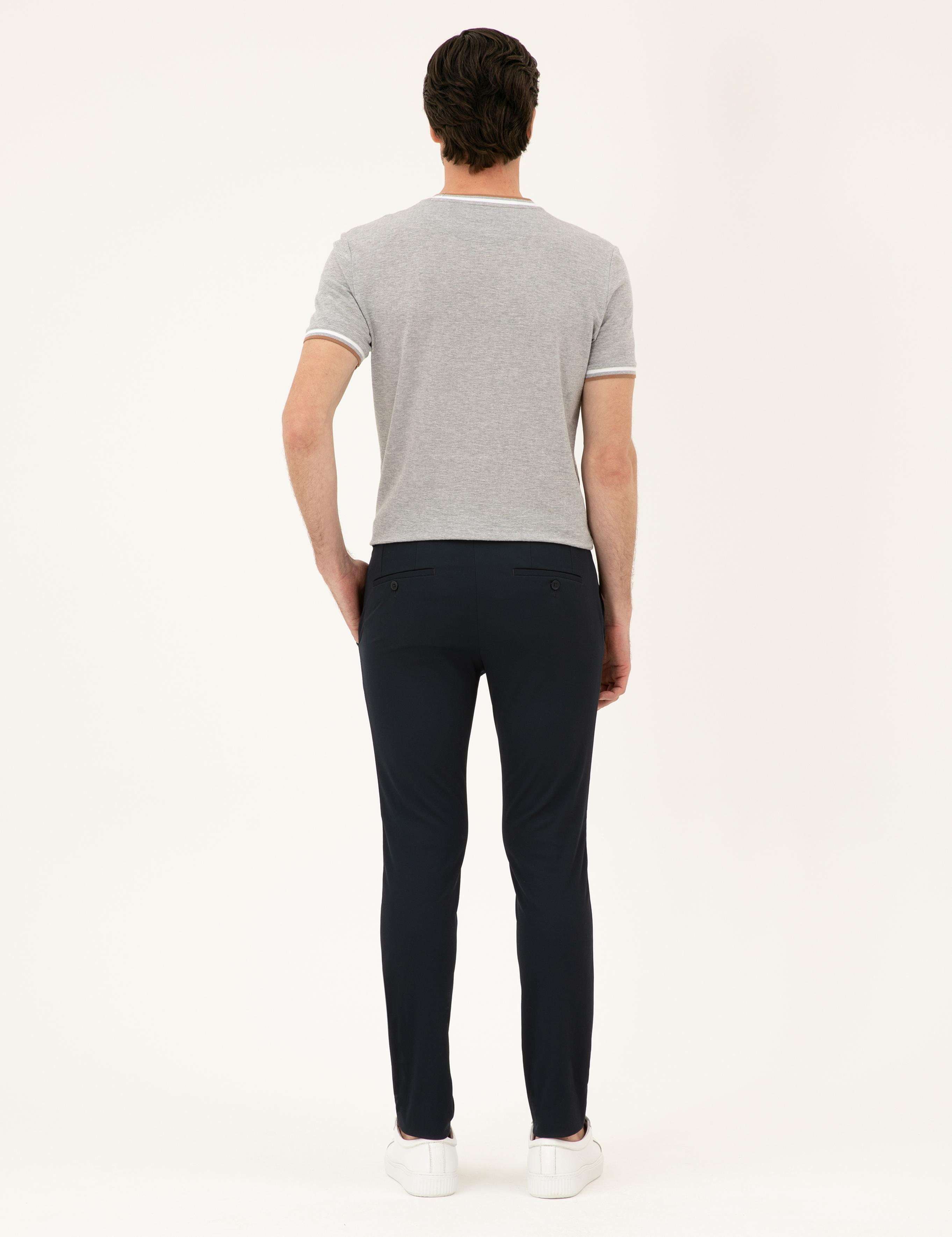 Lacivert Slim Fit Beli Lastikli Pantolon - 50293818014
