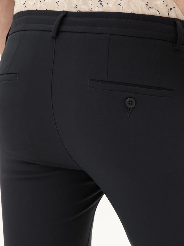 Lacivert Slim Fit Beli Bağcıklı Pantolon