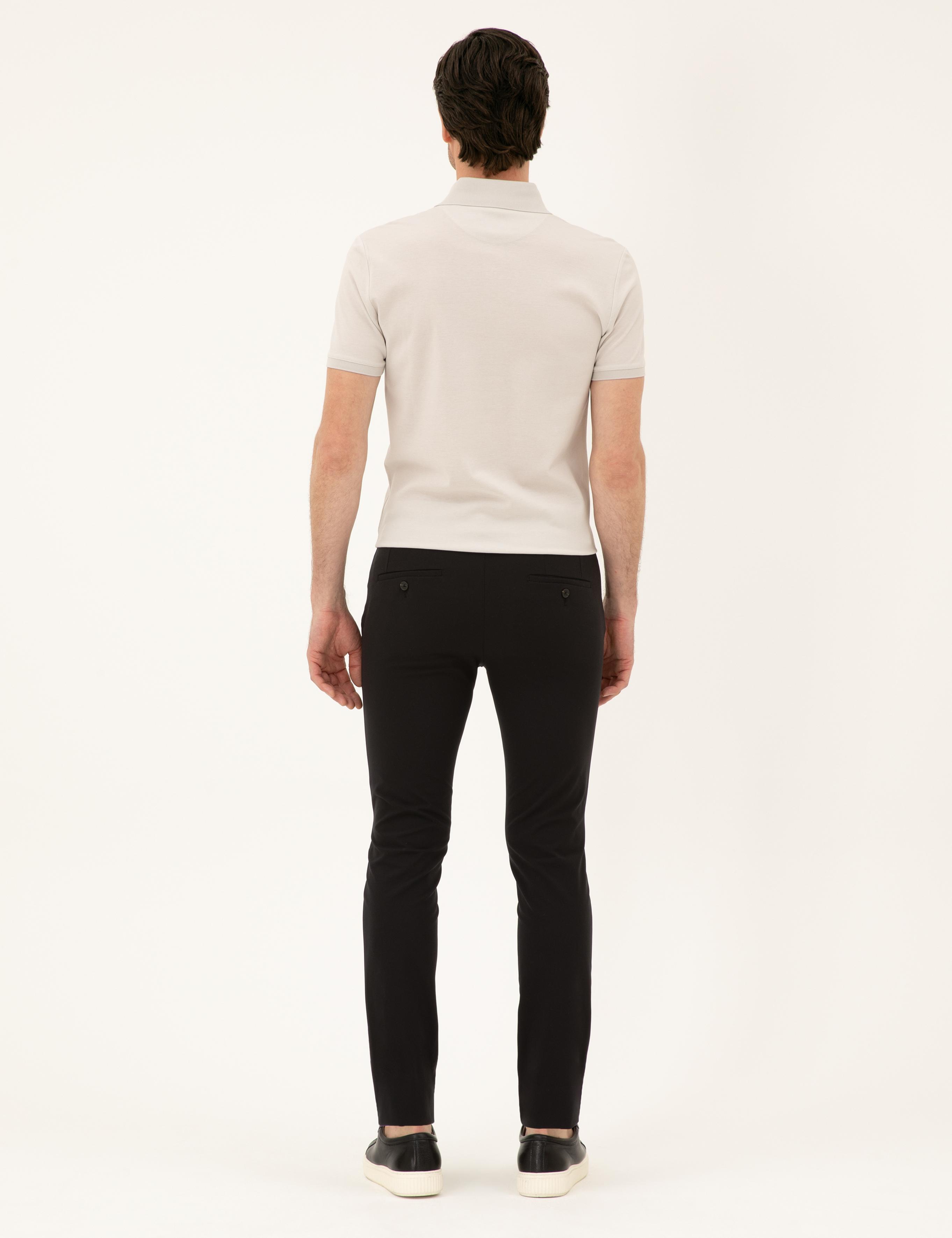 Siyah Slim Fit Beli Bağcıklı Pantolon - 50293848016