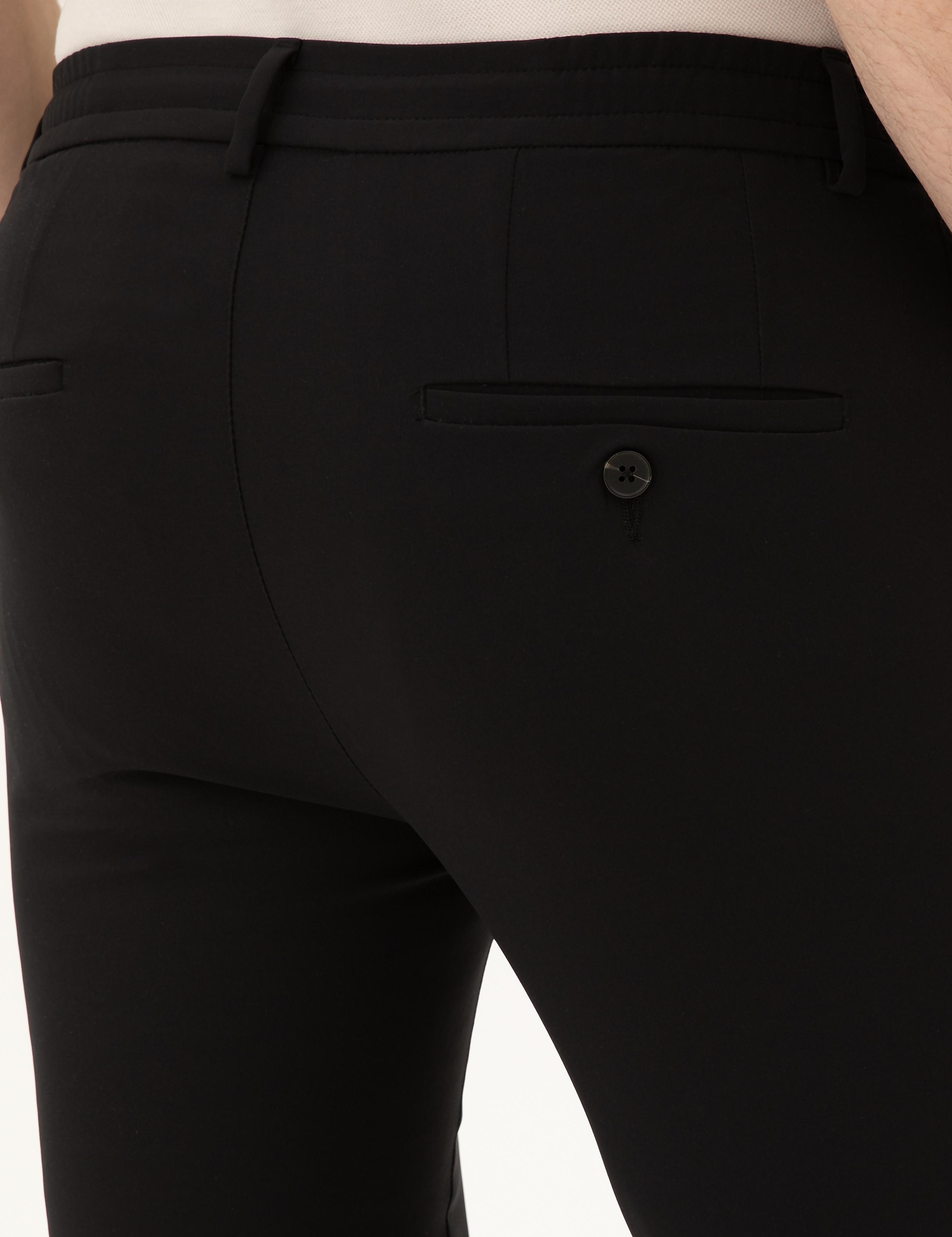 Siyah Slim Fit Beli Bağcıklı Pantolon - 50293848016