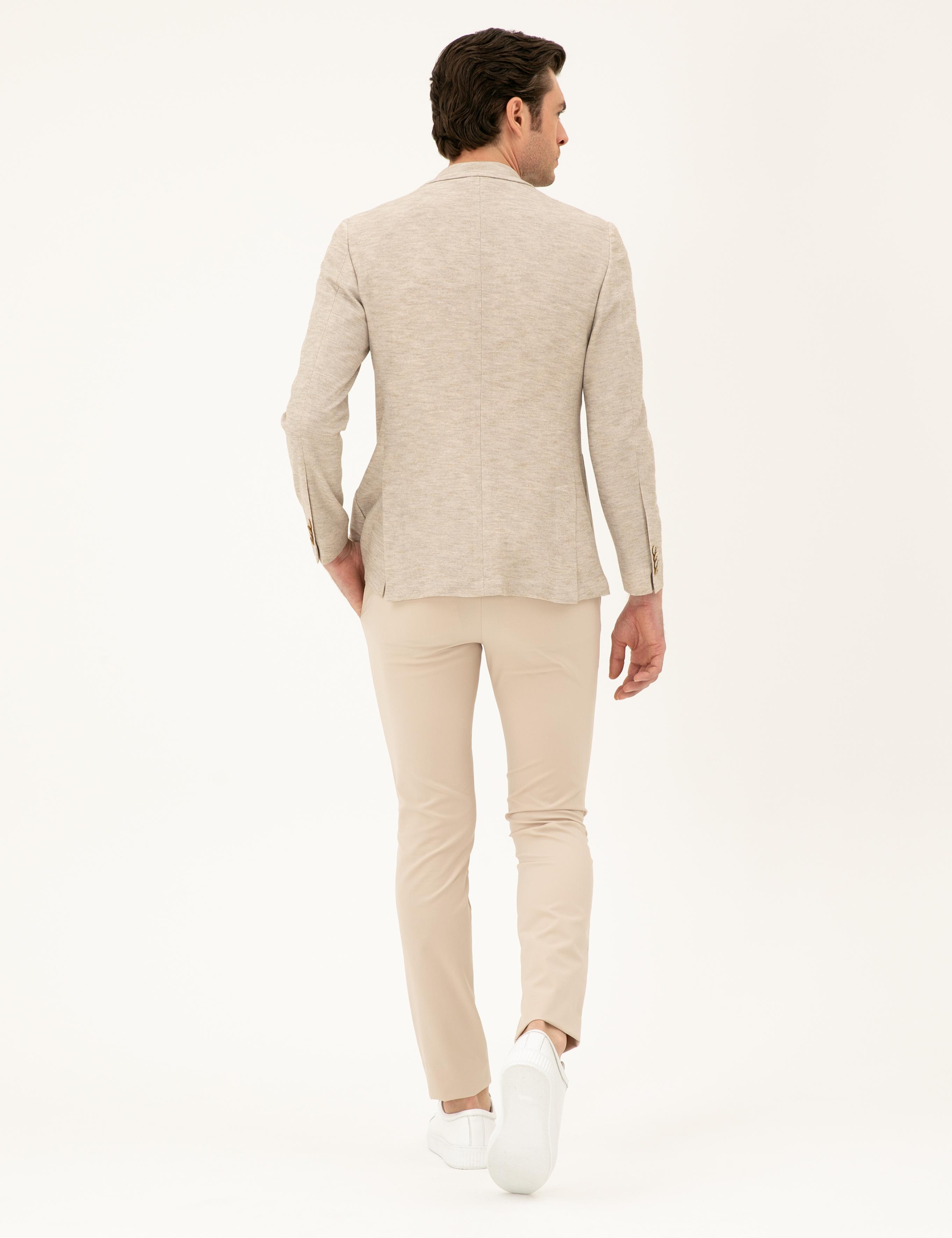 Bej Slim Fit Beli Bağcıklı Pantolon - 50293848028