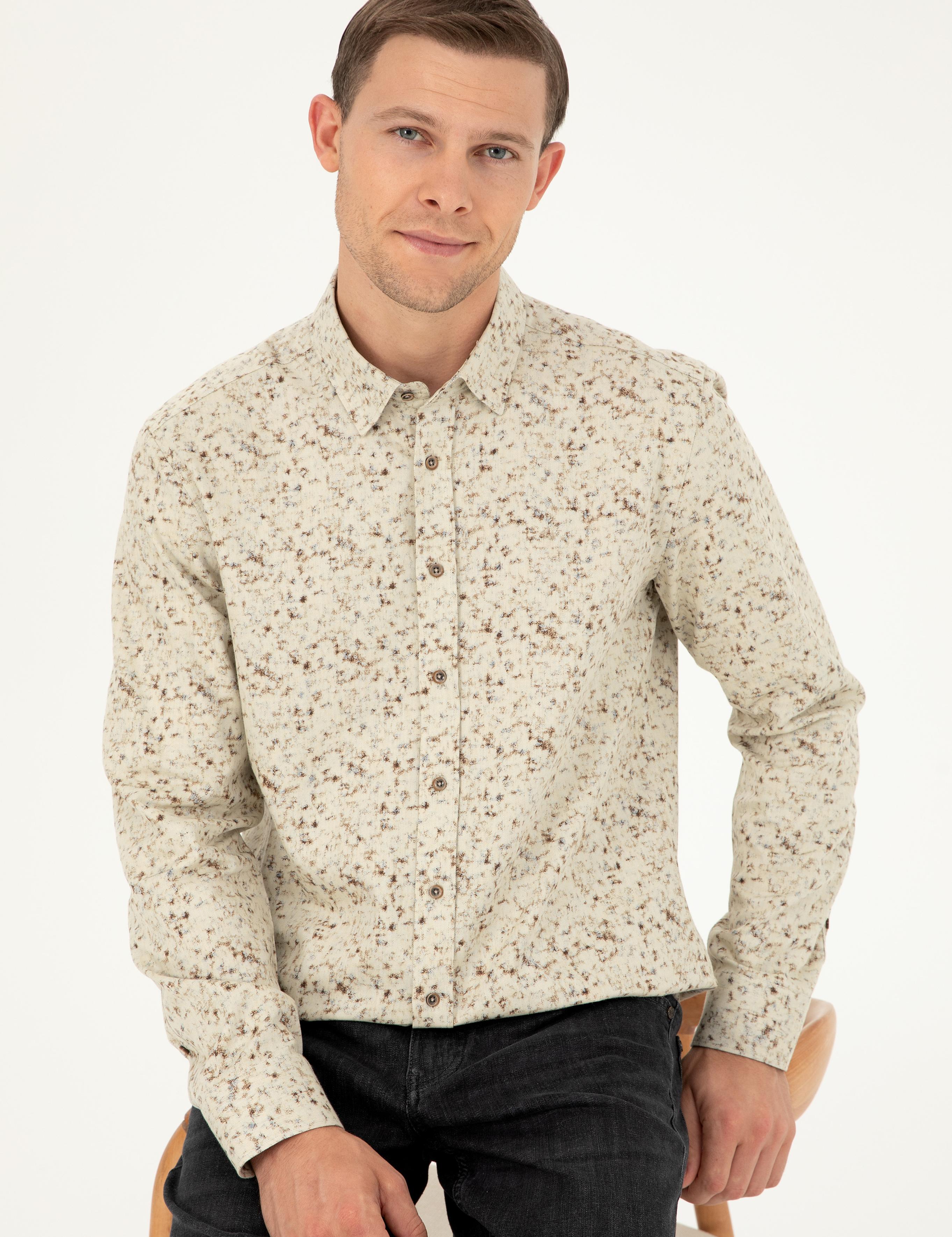 Açık Kahverengi Slim Fit Uzun Kollu Gömlek - 50255620020