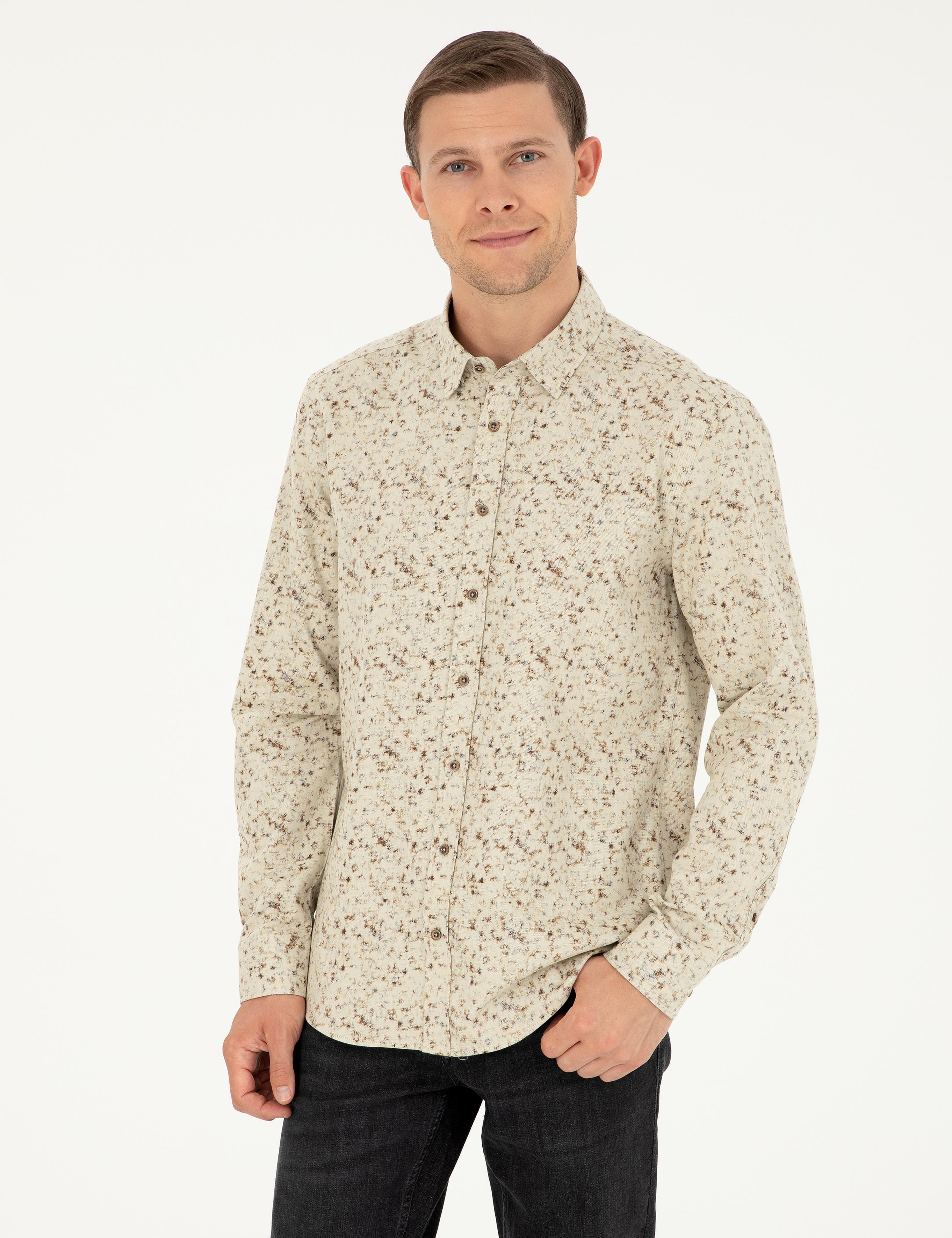 Açık Kahverengi Slim Fit Uzun Kollu Gömlek - 50255620020
