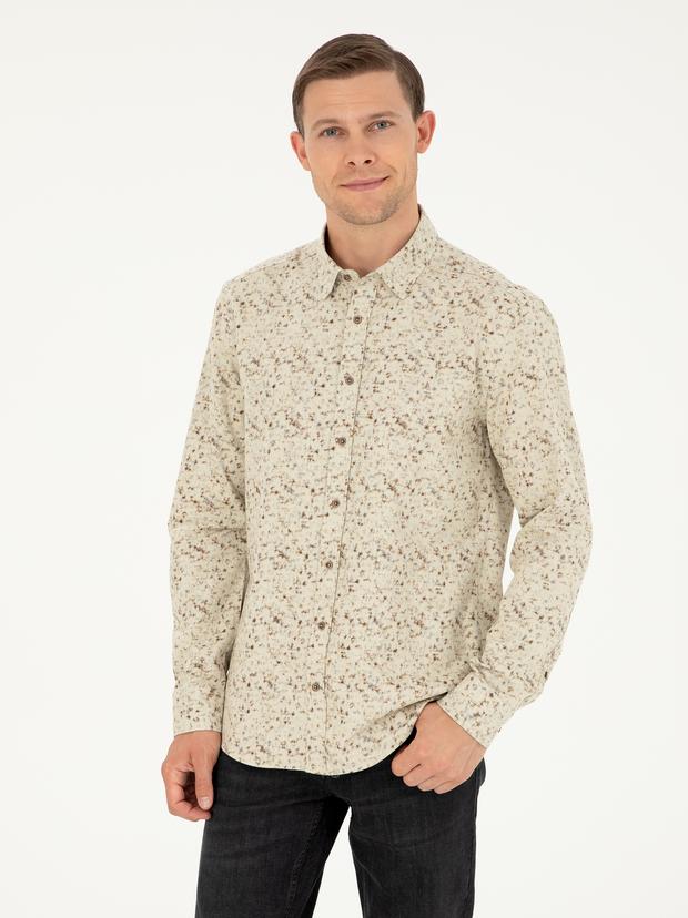 Açık Kahverengi Slim Fit Uzun Kollu Gömlek