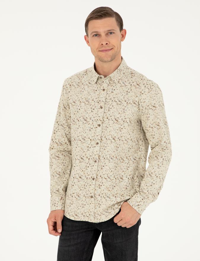 Açık Kahverengi Slim Fit Uzun Kollu Gömlek