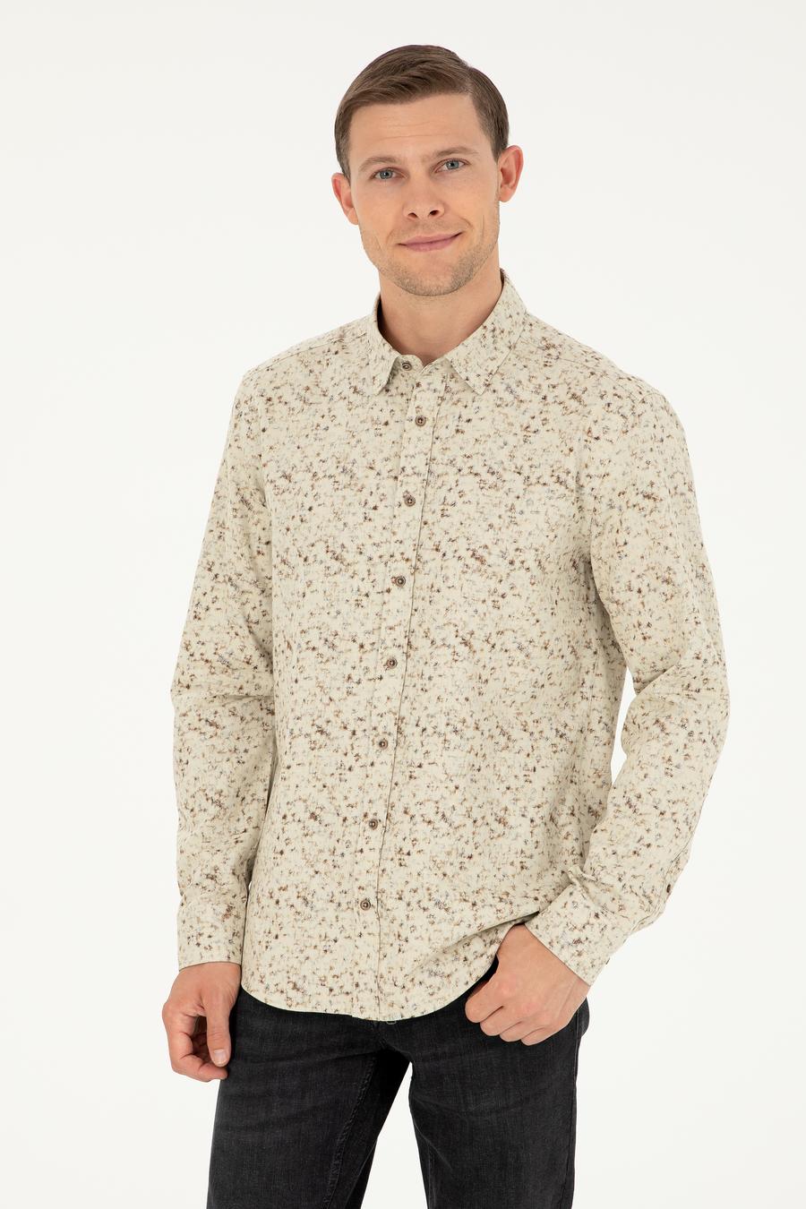 Açık Kahverengi Slim Fit Uzun Kollu Gömlek - 50255620020