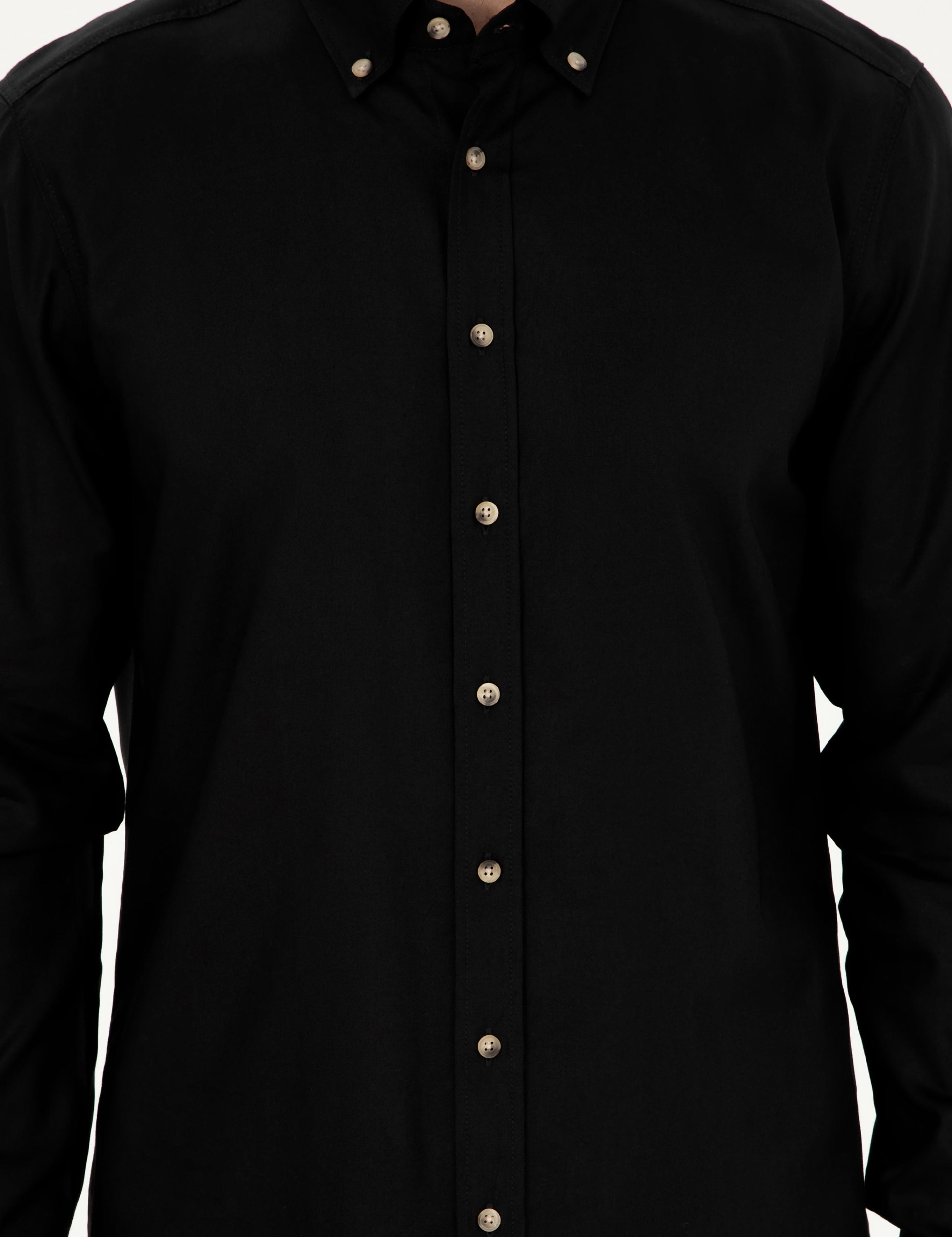 Siyah Slim Fit %100 Pamuk Oxford Gömlek - 50270162133