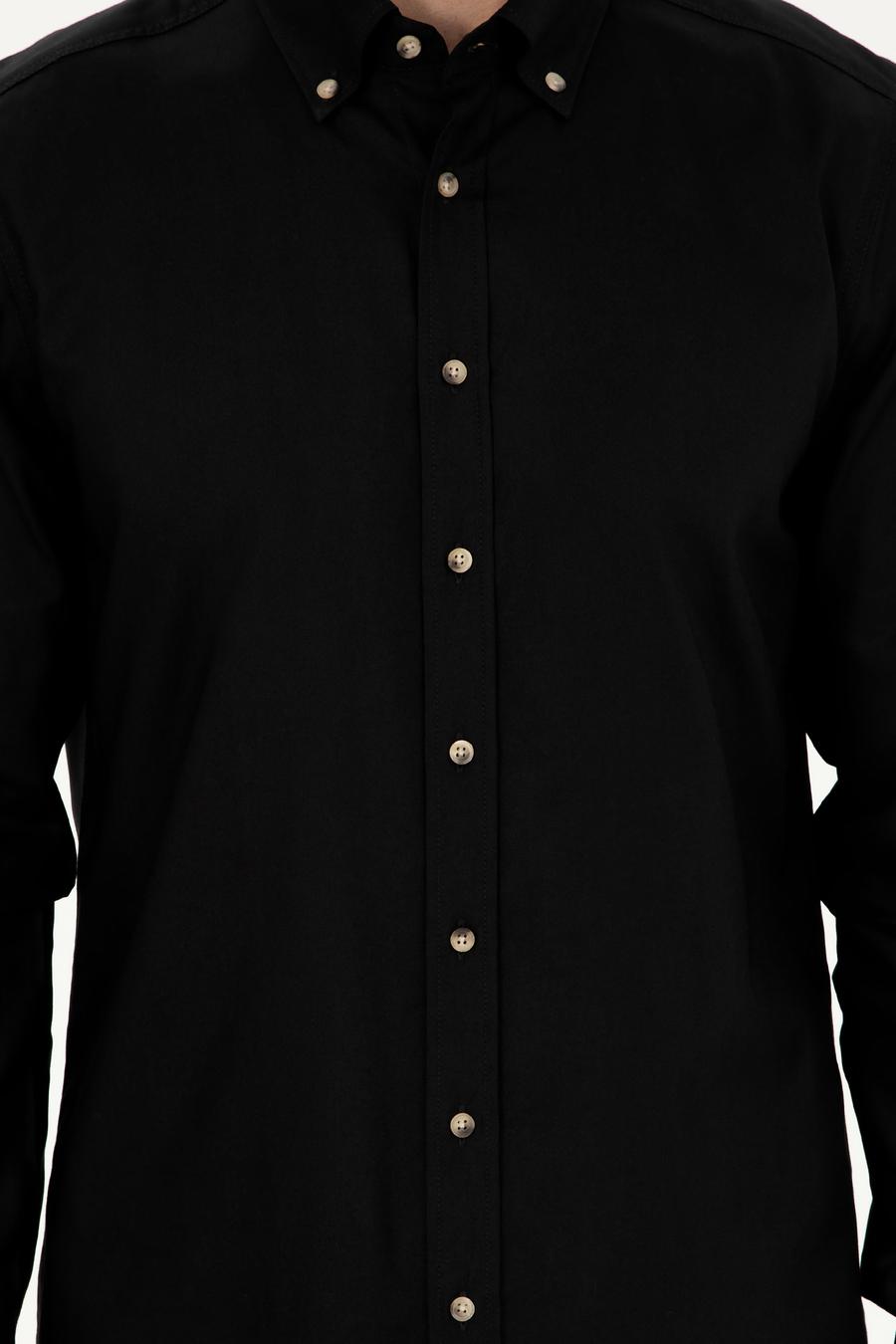 Siyah Slim Fit %100 Pamuk Oxford Gömlek - 50270162133