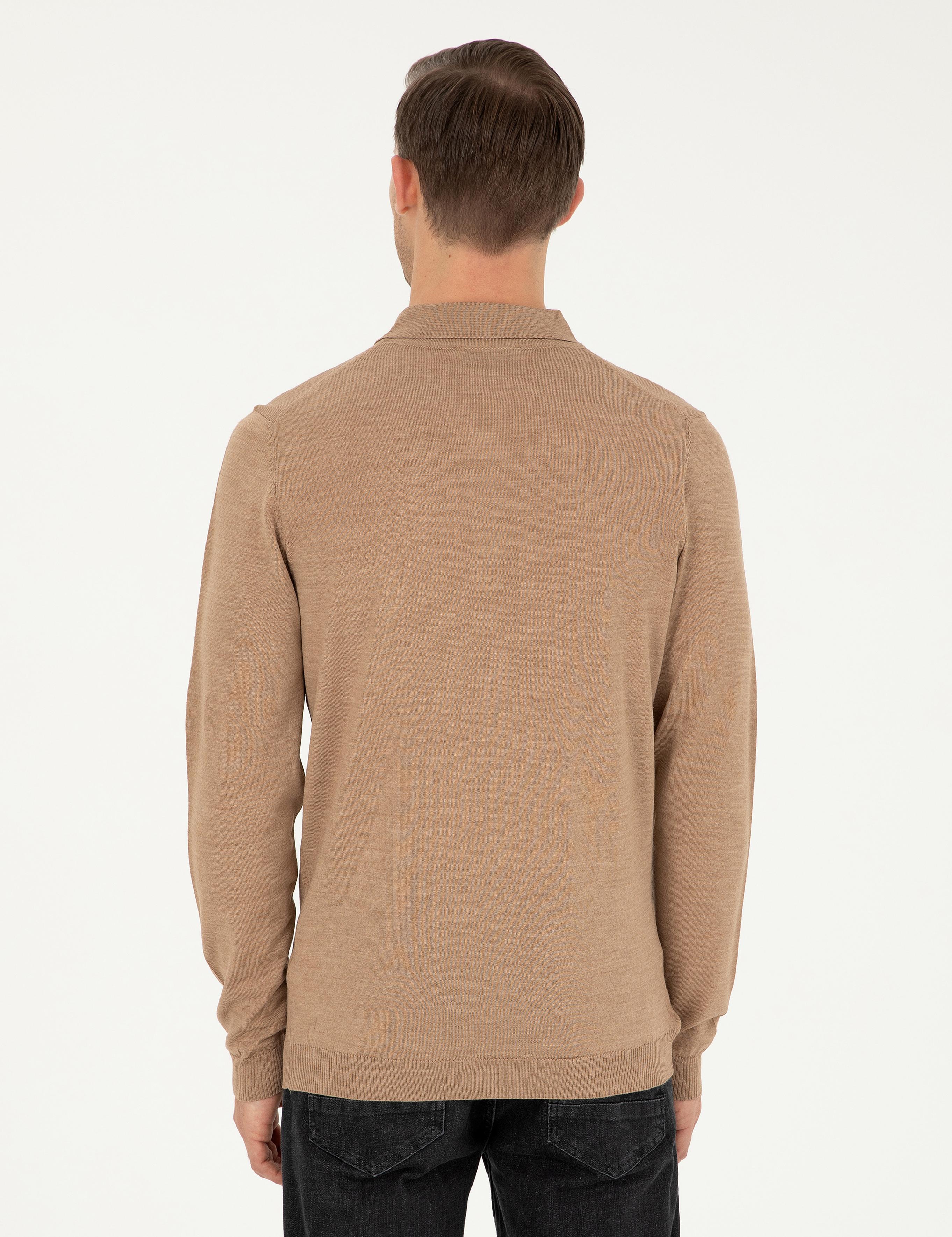 Camel Slim Fit Yün Karışımlı Polo Yaka Basic Triko Kazak - 50270169013