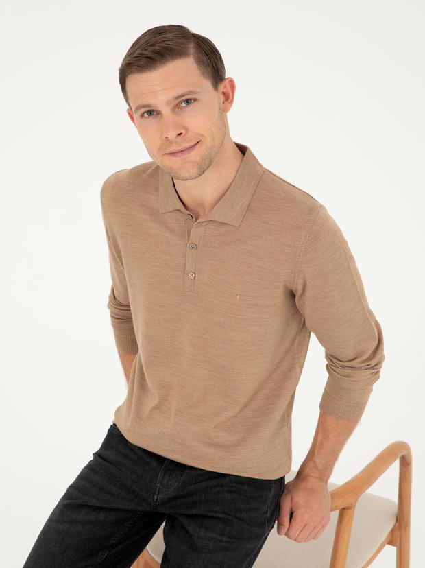 Camel Slim Fit Basic Kazak