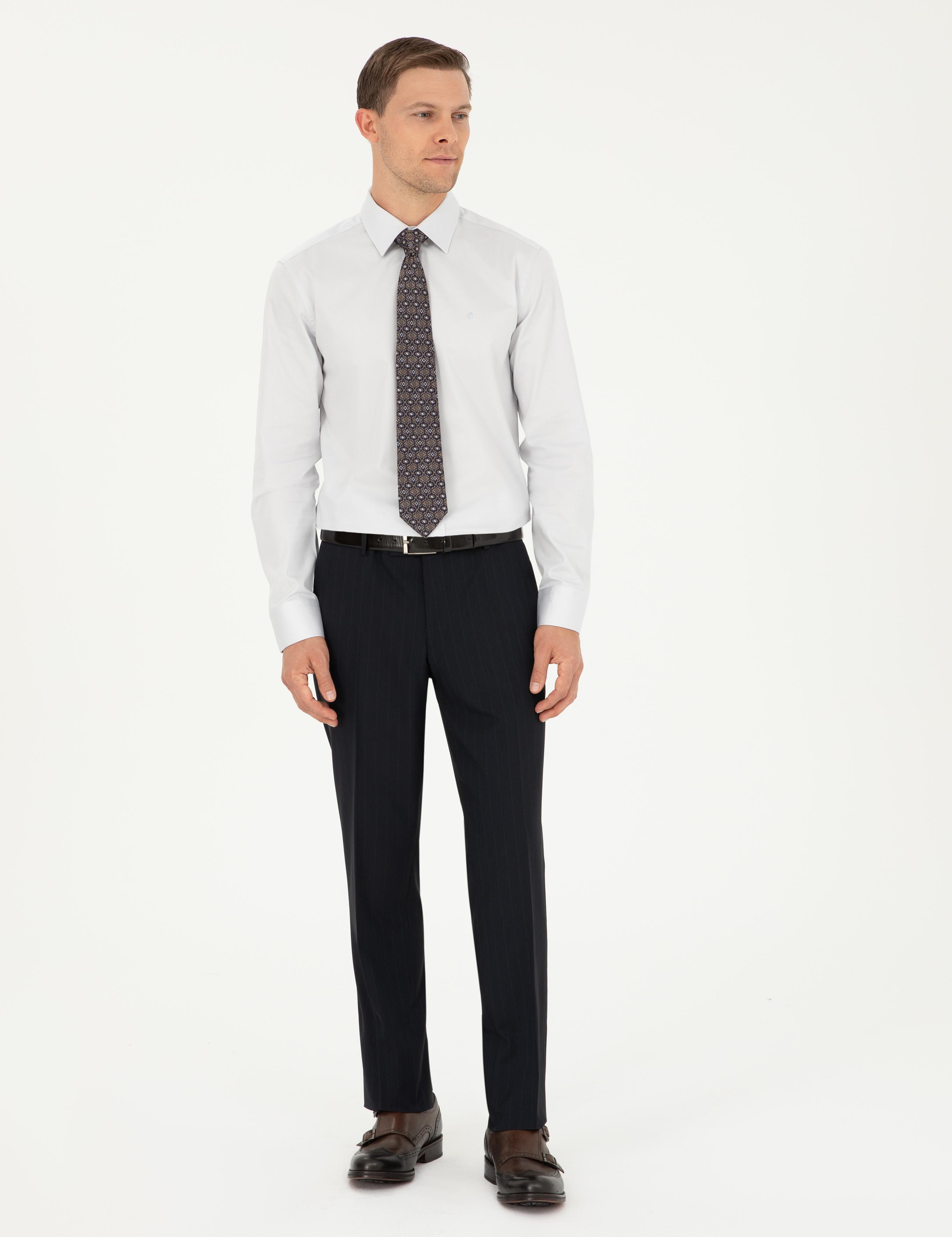 Açık Gri Slim Fit Uzun Kollu Basic Gömlek - 50270154092