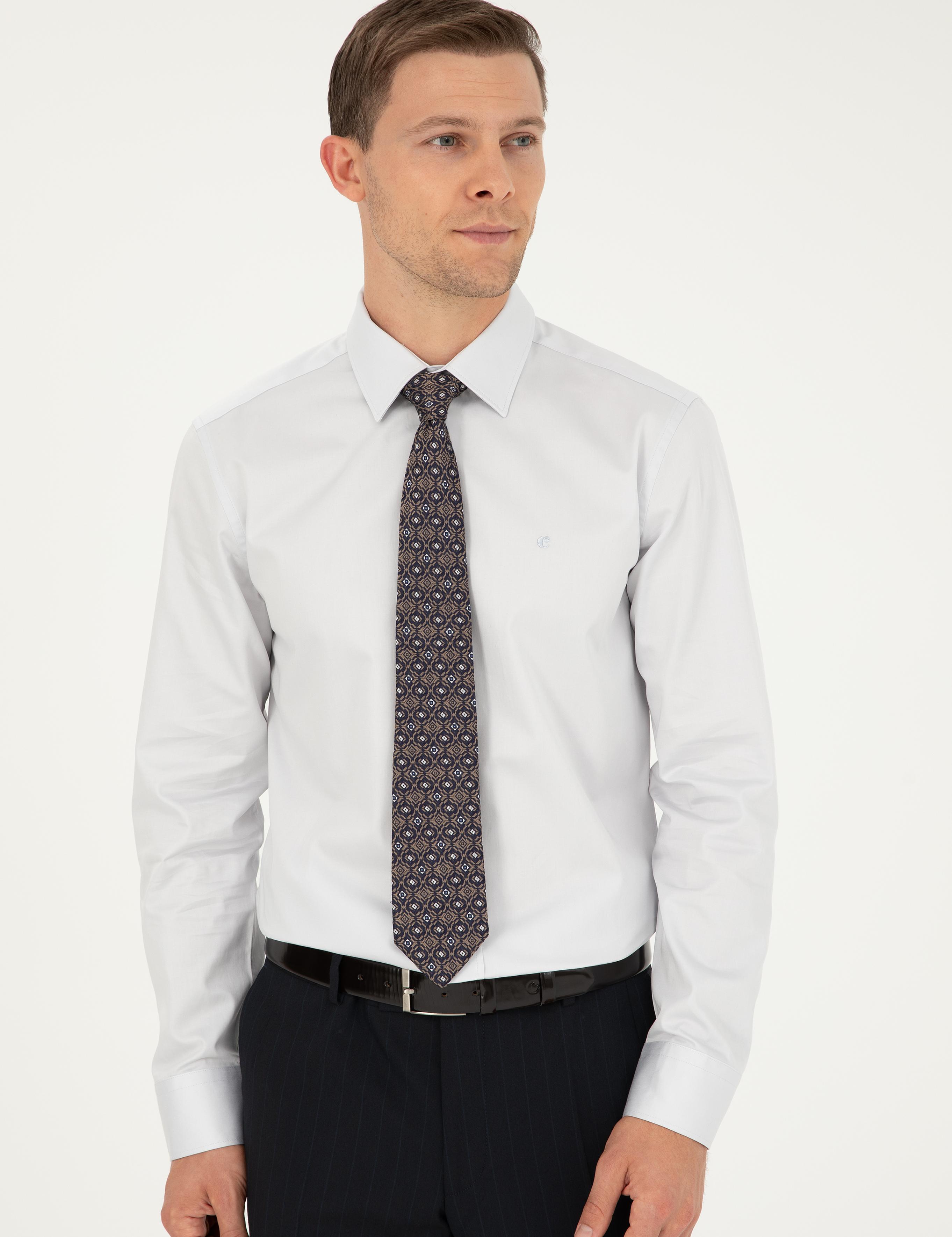 Açık Gri Slim Fit Uzun Kollu Basic Gömlek - 50270154092