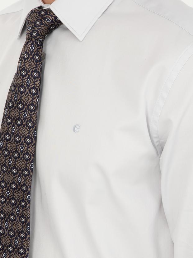 Açık Gri Slim Fit Uzun Kollu Basic Gömlek