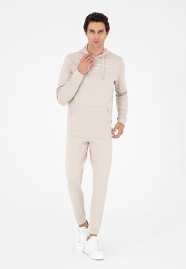 Bej Jogger Fit Paçası Lastikli Pamuk Karışımlı Eşofman Altı