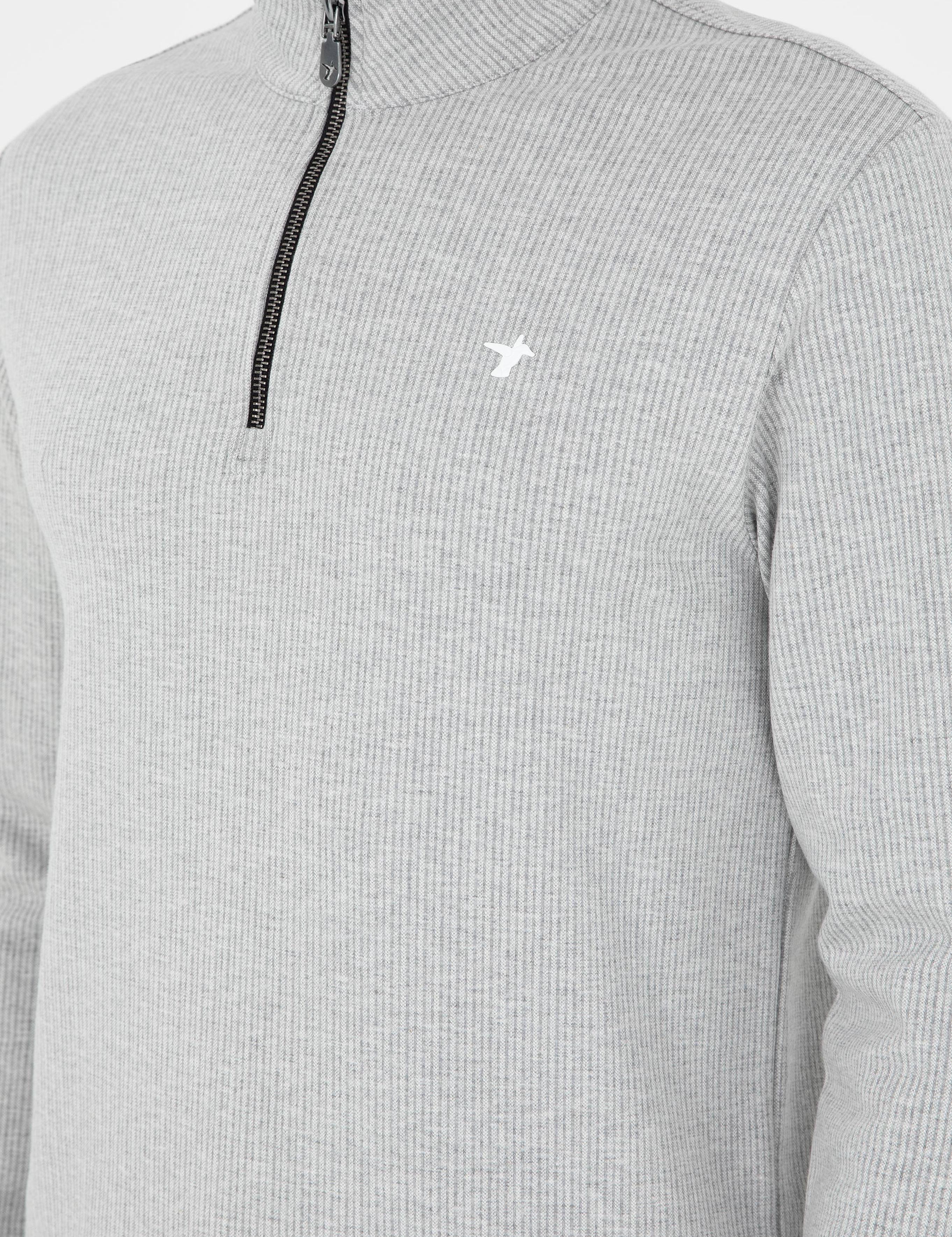 Gri Melanj Regular Fit Pamuk Karışımlı Yarım Fermuarlı Sweatshirt - 50294015003