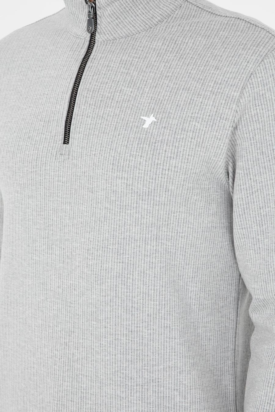 Gri Melanj Regular Fit Pamuk Karışımlı Yarım Fermuarlı Sweatshirt - 50294015003