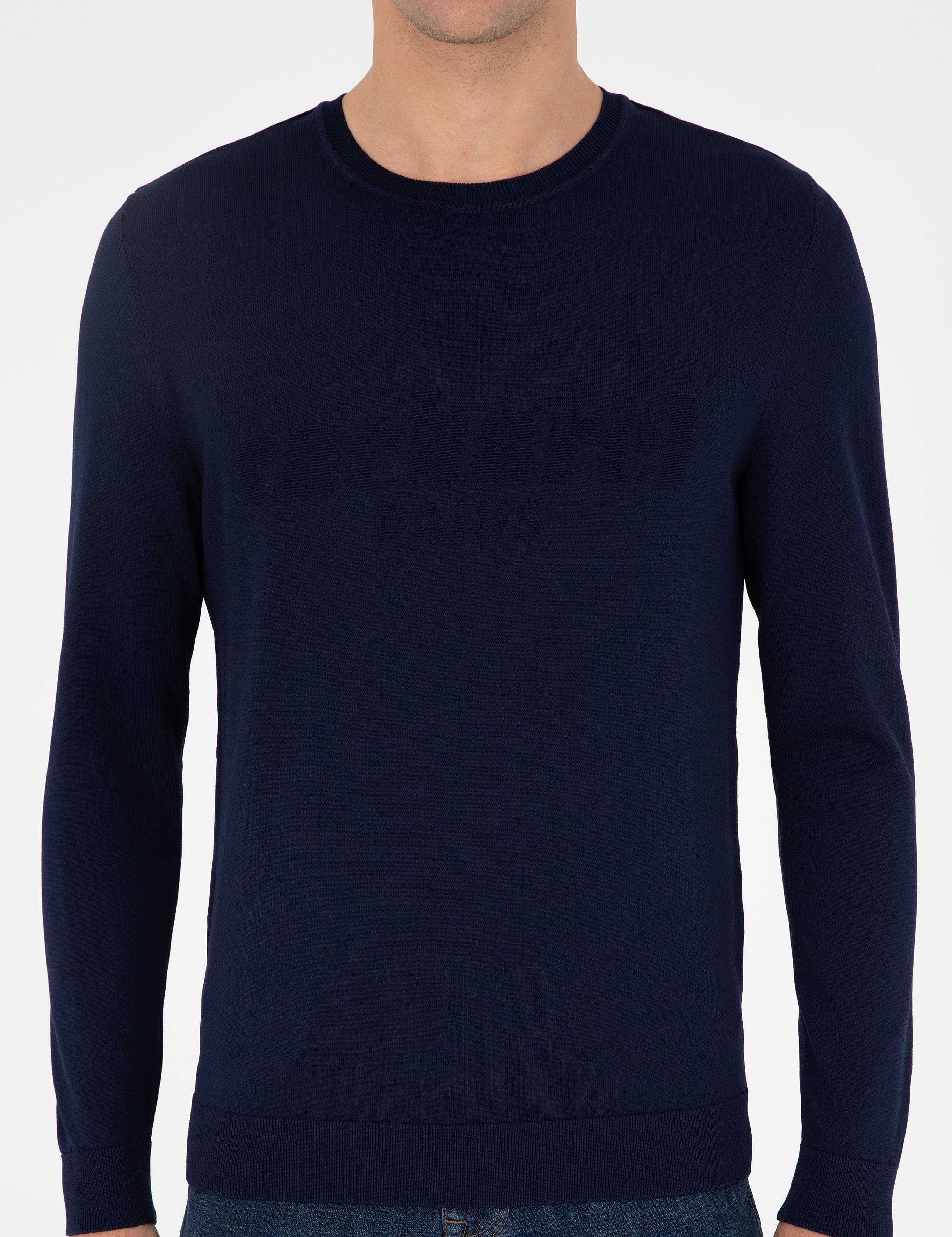 Lacivert Slim Fit Bisiklet Yaka Triko Kazak - 50293787024