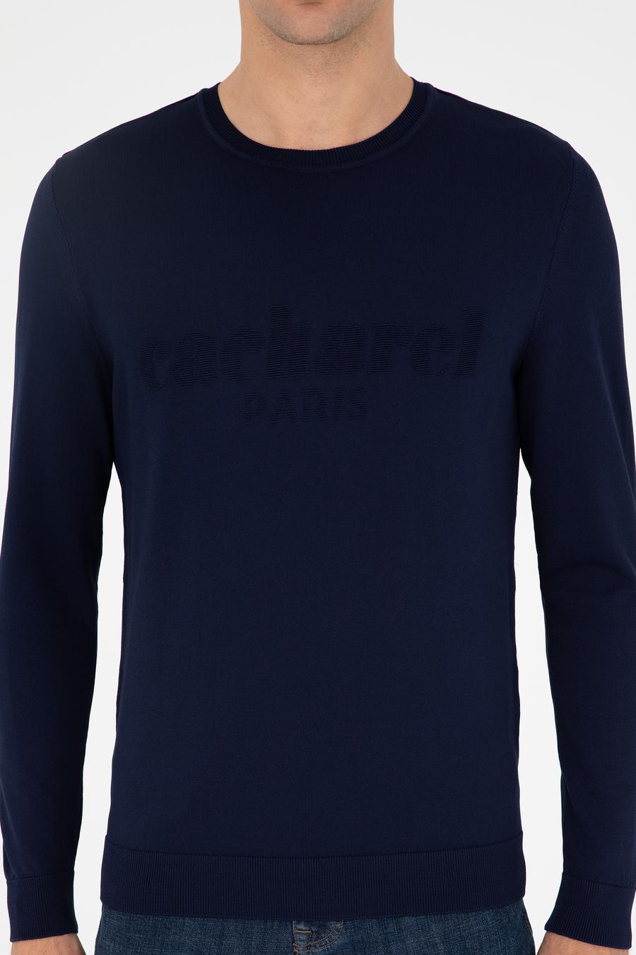 Lacivert Slim Fit Bisiklet Yaka Triko Kazak - 50293787024
