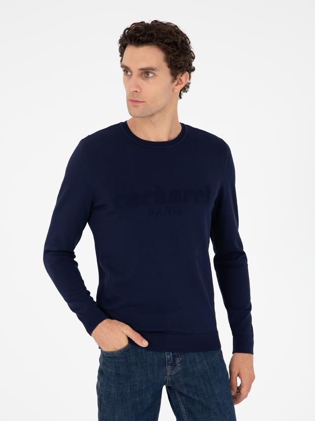 Lacivert Slim Fit Bisiklet Yaka Triko Kazak